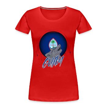 Guam - Frauen Premium Bio T-Shirt - Rot - Vorne - Mia (176cm)