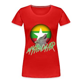 Myanmar - Frauen Premium Bio T-Shirt - Rot - Vorne - Mia (176cm)