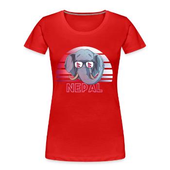 Nepal - Frauen Premium Bio T-Shirt - Rot - Vorne - Mia (176cm)