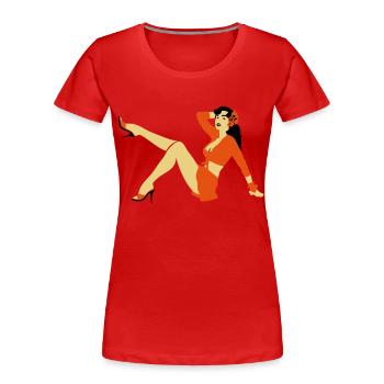 Retrostil Pin-up Girl - Frauen Premium Bio T-Shirt - Rot - Vorne - Mia (176cm)