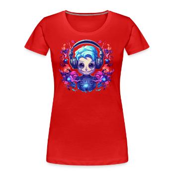 Synthwave Robot Girl Design - Women's Premium Organic T-Shirt - red - Front - Mia (176cm)