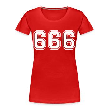 666 - Frauen Premium Bio T-Shirt - Rot - Vorne - Mia (176cm)