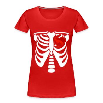 Hund Hunde Hundehalter Hundeliebhaber Skelett Herz - Frauen Premium Bio T-Shirt - Rot - Vorne - Mia (176cm)