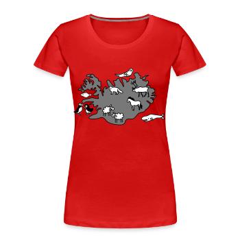 island Karte Tiere - Frauen Premium Bio T-Shirt - Rot - Vorne - Mia (176cm)
