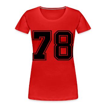 78 - Frauen Premium Bio T-Shirt - Rot - Vorne - Mia (176cm)