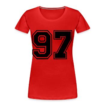 97 - T-shirt bio Premium Femme - rouge - Devant - Mia (176cm)