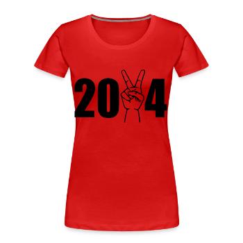 Siegeszeichen victory zeichen 2024 - Frauen Premium Bio T-Shirt - Rot - Vorne - Mia (176cm)