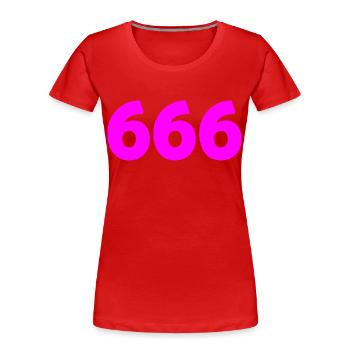 666 - Frauen Premium Bio T-Shirt - Rot - Vorne - Mia (176cm)