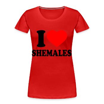 I love shemales - Frauen Premium Bio T-Shirt - Rot - Vorne - Mia (176cm)
