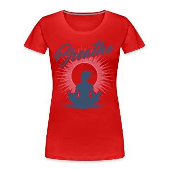 Yoga - Das Wohlbefinden der Meditation - Frauen Premium Bio T-Shirt - Rot - Vorne - Mia (176cm)