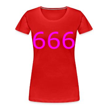 666 - Frauen Premium Bio T-Shirt - Rot - Vorne - Mia (176cm)