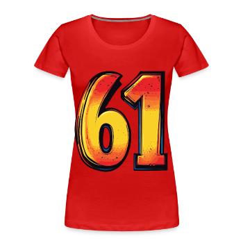 61 Zahl Bunt - Frauen Premium Bio T-Shirt - Rot - Vorne - Mia (176cm)