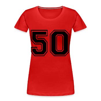 50 - Frauen Premium Bio T-Shirt - Rot - Vorne - Mia (176cm)