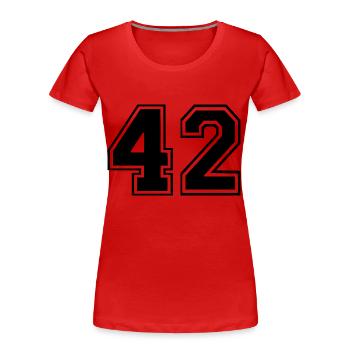 42 - Frauen Premium Bio T-Shirt - Rot - Vorne - Mia (176cm)