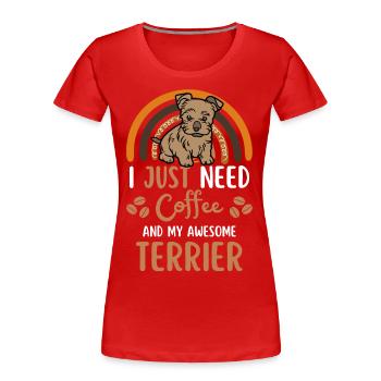 Silky Terrier Kaffee Hund Cafe - Frauen Premium Bio T-Shirt - Rot - Vorne - Mia (176cm)