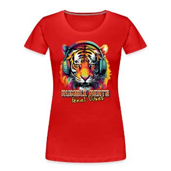 Tiger mit Kopfhörern, Farben der Pop-Art - Frauen Premium Bio T-Shirt - Rot - Vorne - Mia (176cm)