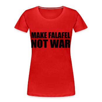 Make falafel not war - Frauen Premium Bio T-Shirt - Rot - Vorne - Mia (176cm)