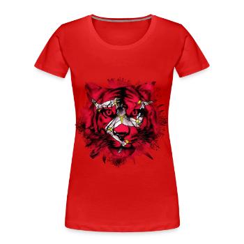 Isle Of Man - Frauen Premium Bio T-Shirt - Rot - Vorne - Mia (176cm)