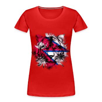 Nepal - Frauen Premium Bio T-Shirt - Rot - Vorne - Mia (176cm)