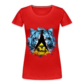 St. Lucia - Frauen Premium Bio T-Shirt - Rot - Vorne - Mia (176cm)
