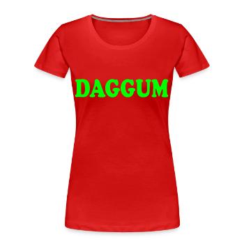Daggum - T-shirt bio Premium Femme - rouge - Devant - Mia (176cm)