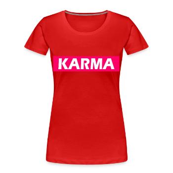 Karma - Frauen Premium Bio T-Shirt - Rot - Vorne - Mia (176cm)