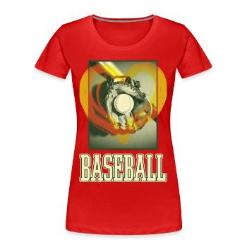 Baseball Ball Handschuh Schläger Vintage Retro - Frauen Premium Bio T-Shirt - Rot - Vorne - Mia (176cm)