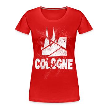 Cologne Cathedral Germany City Skyline Grunge Splash - Women's Premium Organic T-Shirt - red - Front - Mia (176cm)