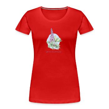 Lupin, dessin botanique permanent - T-shirt bio Premium Femme - rouge - Devant - Mia (176cm)