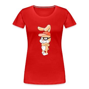 Cooler Hase Kaninchen mit Cap und Brille - Frauen Premium Bio T-Shirt - Rot - Vorne - Mia (176cm)