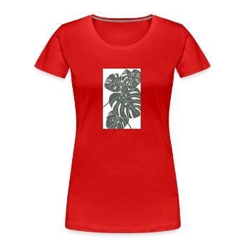 Monstera digital Art vert/blanc - T-shirt bio Premium Femme - rouge - Devant - Mia (176cm)