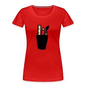 Pen - Brush - Ruler - Women's Premium Organic T-Shirt - red - Front - Mia (176cm)