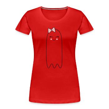 Fantôme avec un nœud rose – Un joli design d’Halloween - T-shirt bio Premium Femme - rouge - Devant - Mia (176cm)
