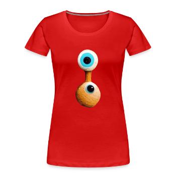 Augen Abstrakt übereinander - Frauen Premium Bio T-Shirt - Rot - Vorne - Mia (176cm)