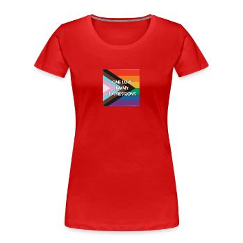 One Love - Frauen Premium Bio T-Shirt - Rot - Vorne - Mia (176cm)
