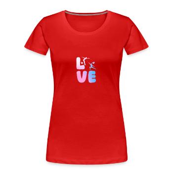 Clôture Clôture - T-shirt bio Premium Femme - rouge - Devant - Mia (176cm)