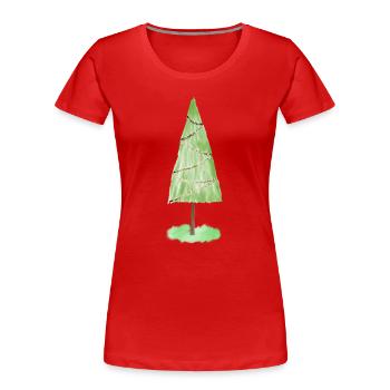 Festive Fir Ornaments Graphic - Women's Premium Organic T-Shirt - red - Front - Mia (176cm)