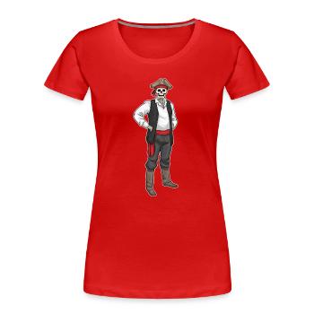 Skelett Halloween Pirat - Frauen Premium Bio T-Shirt - Rot - Vorne - Mia (176cm)