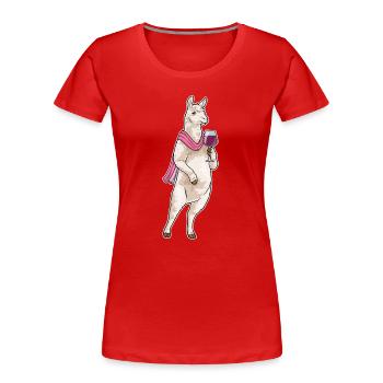 Llama Red Wine - Women's Premium Organic T-Shirt - red - Front - Mia (176cm)