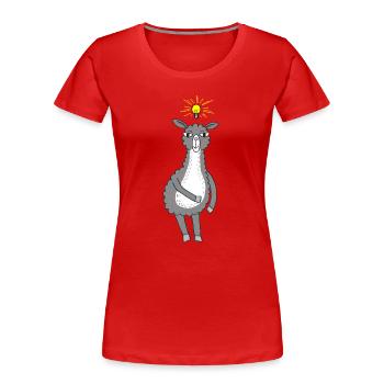 Lama hat eine Idee - Frauen Premium Bio T-Shirt - Rot - Vorne - Mia (176cm)