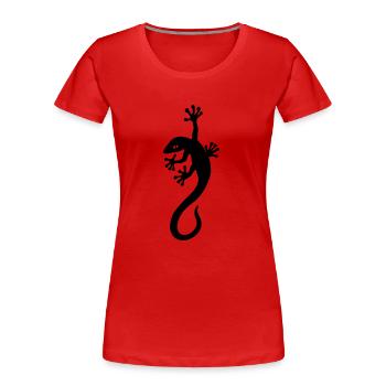Gecko hangs - Frauen Premium Bio T-Shirt - Rot - Vorne - Mia (176cm)