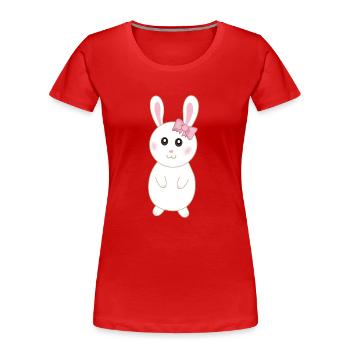 Rabbitette niedliches weißes Kaninchen - Frauen Premium Bio T-Shirt - Rot - Vorne - Mia (176cm)