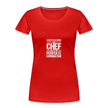 Patron, Chef de groupe, Chef d’équipe, Superviseur - T-shirt bio Premium Femme - rouge - Devant - Mia (176cm)