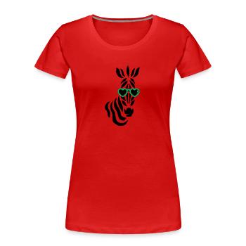 Cooles Zebra mit Sonnenbrille - Frauen Premium Bio T-Shirt - Rot - Vorne - Mia (176cm)