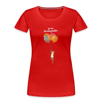 Einschulung Geschenk - Bye Bye Kindergarten - Frauen Premium Bio T-Shirt - Rot - Vorne - Mia (176cm)