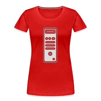 Icône Logo Boîtier Ordinateur - T-shirt bio Premium Femme - rouge - Devant - Mia (176cm)