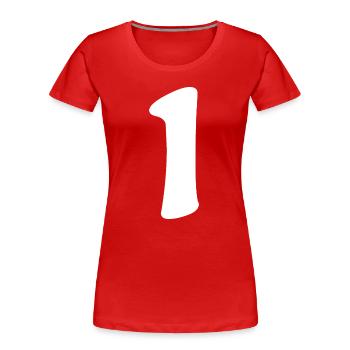 One: Minimalist Numeral 1 | First - Women's Premium Organic T-Shirt - red - Front - Mia (176cm)