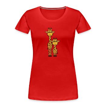 2 Giraffes Mom Daddy Family Young Child Animals - Women's Premium Organic T-Shirt - red - Front - Mia (176cm)