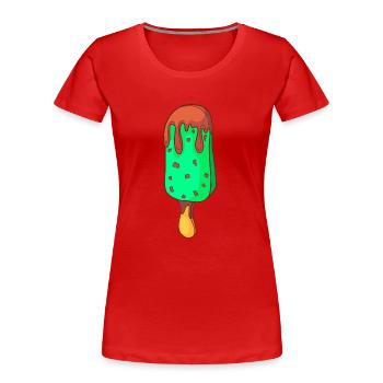 Crème glacée, crème glacée, crème glacée, crème glacée, boule, crème glacée, sundae - T-shirt bio Premium Femme - rouge - Devant - Mia (176cm)