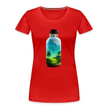 Flasche mit einem Wald - Frauen Premium Bio T-Shirt - Rot - Vorne - Mia (176cm)